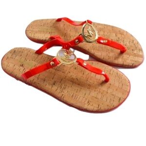Michael Kors Charm Jelly T-Strap Thong Sandal Slide Flip-Flop Orange NWOT
